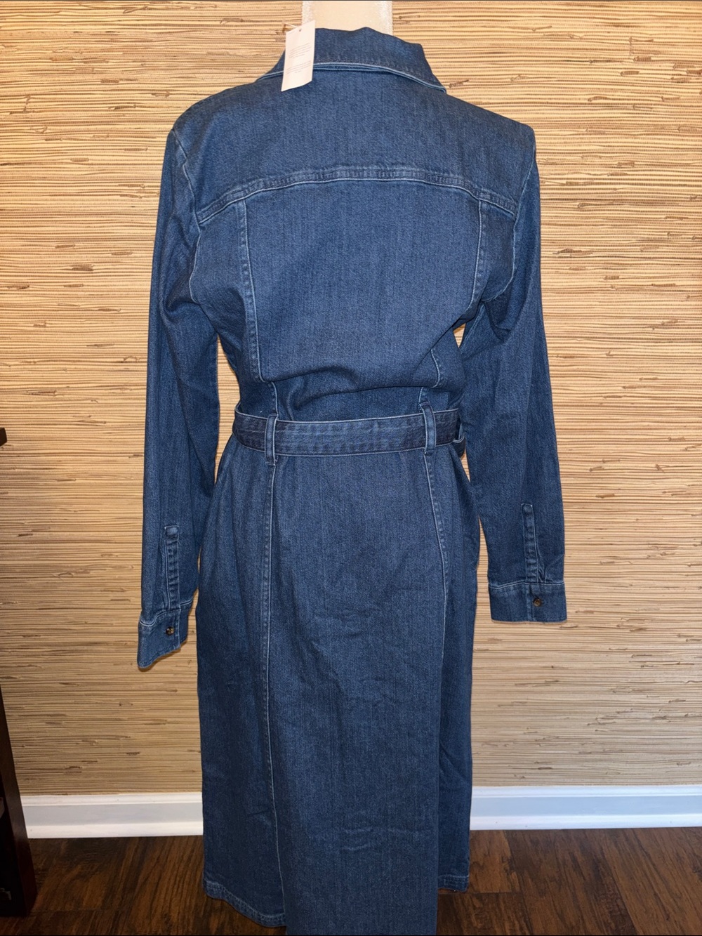 Lands’ End medium Classic Dark Blue Denim Shirt Dress with pockets & Belt nwt! - Picture 3 of 9